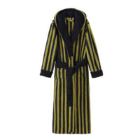 hickened Rice Grain Fleece Striped Hoddie Robe  Autumn Winter New Couple Velvet Women Men Bathrobe