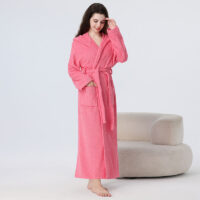 Terry Cotton Bathrobe Long Bath Robe Women'S Sleepwear Towel Hooded Bathrobe Luxury Hooded Terry Bathrobe