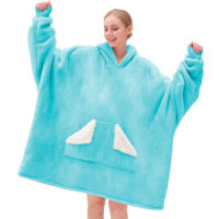 Modern Oversized Sherpa Fleece Sweatshirt Wearable Hoodie Blanket Home Casual Hooded Blanket